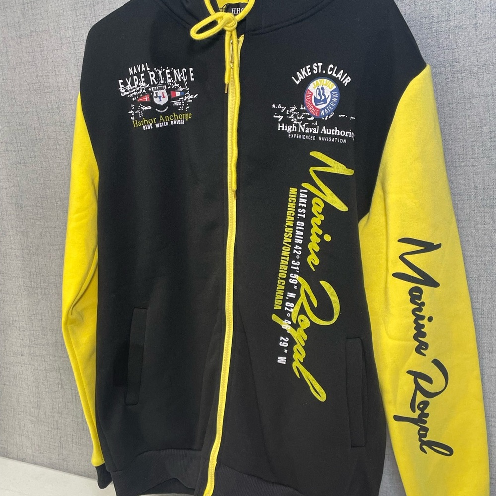 Black and Yellow Marine Royal Hoodie Large Men’s